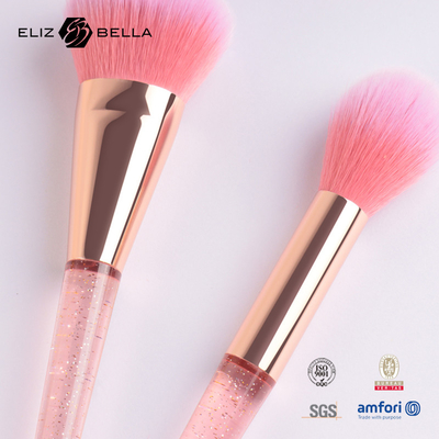 Haar-Kunststoffgriff-Reise-Make-upbürsten-Satz 7pcs Rose Gold Cosmetic Brush Set synthetischer