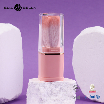 Rückziehbare Bürste Make-up-Pulver-Bürste rosa Kunststoffgriffe 100% synthetisches Haar Kunststoffgriffe OEM