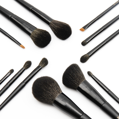 Schwarzes synthetisches Haar-kosmetische Make-upbürsten-Satz-Frauen-Schönheits-Ausrüstungen Eco