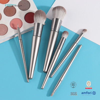 Kundenspezifisches Make-upbürsten-Geschenk Logo Vegans 6pcs eingestellt mit kosmetischem Halter
