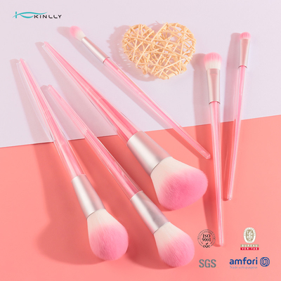 Rosa 6-teilige Make-upbürsten-Satz-dauerhafte Kunststoffgriff-Chemiefasern