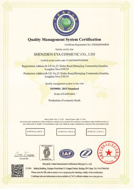 China Shenzhen EYA Cosmetic Co., Ltd. zertifizierungen