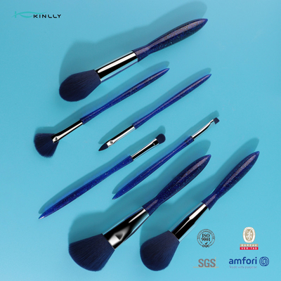 fertigten Luxusmake-upbürsten des Kunststoffgriff-7pcs Logo Cosmetic Brushes besonders an
