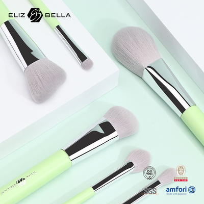 6 Stück Reisegröße Make-up-Bürsten mit Holzgriff, tragbare Kosmetikbürste