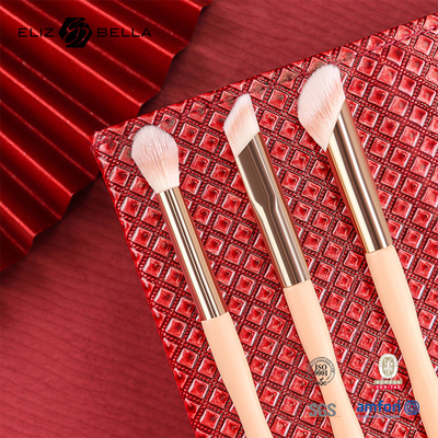 5 Stück Werkspreis Custom Logo 100% synthetisches Haar Vegan Gesichts-Augen-Makeup-Bürste Set,Holzgriffe und Aluminium-Ferrule