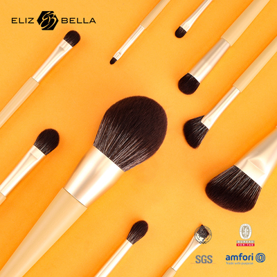 11 Stück Holzgriffe Schönheits-Make-up-Bürste Set Aluminium-Ferrule Kosmetik-Bürsten,Synthetische Haarbürste Set