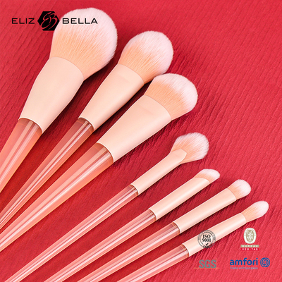 10 Stück Pink Plastic Handle Travel Makeup Brush Set mit synthetischem Haar, Schönheitsbedarf Makeup Tools Pulver, Blush, Eyeshadow
