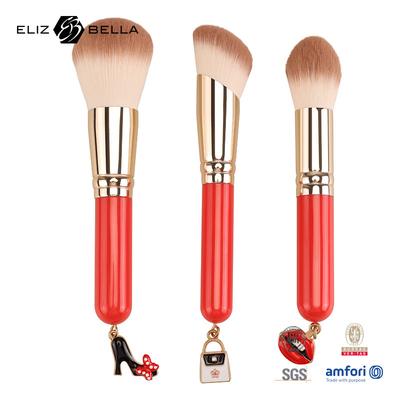 3 Stück Holzgriffe Essentielle Kosmetik-Bürste Set Synthetische Haar Make-up Werkzeuge OEM ODM