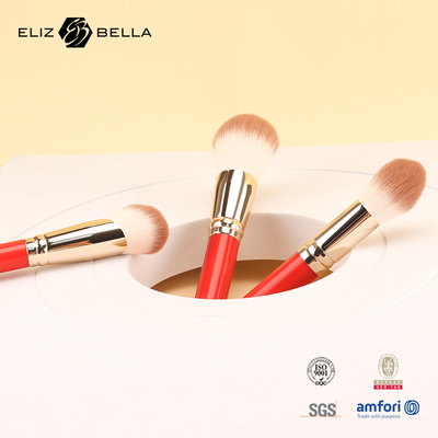 3 Stück Holzgriffe Essentielle Kosmetik-Bürste Set Synthetische Haar Make-up Werkzeuge OEM ODM