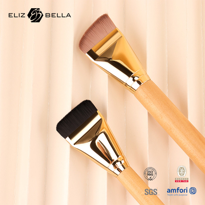Anpassbare synthetische Haar-Make-up-Bürsten mit Holzgriff und glänzendem Gold-Ferrule