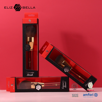 Rote Holzgriffe Kosmetikbürste mit synthetischen Haar Make-up-Bürsten mit Gold Aluminium Ferrule