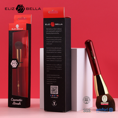 Rote Holzgriffe Kosmetikbürste mit synthetischen Haar Make-up-Bürsten mit Gold Aluminium Ferrule