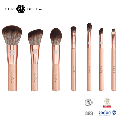 7 Stück individuell anpassbares Reise-Makeup-Bürste-Set mit Kunststoffgriff und synthetischem Haar