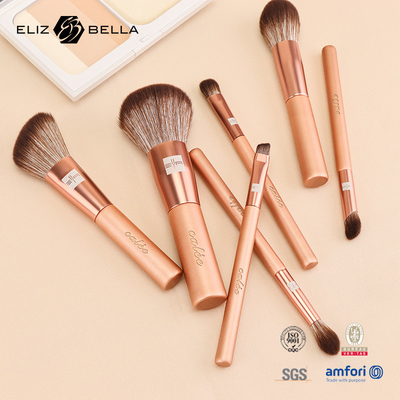 7 Stück individuell anpassbares Reise-Makeup-Bürste-Set mit Kunststoffgriff und synthetischem Haar