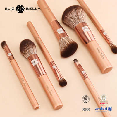 7 Stück individuell anpassbares Reise-Makeup-Bürste-Set mit Kunststoffgriff und synthetischem Haar