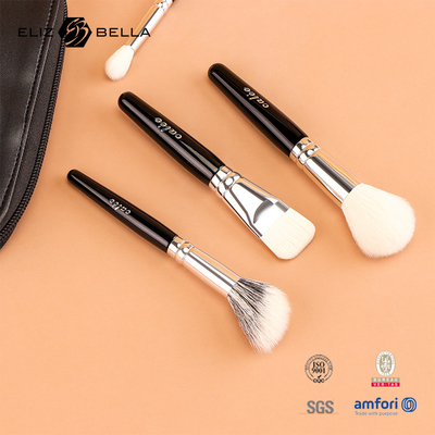Personalisieren Sie 9 Stück Travel Pro Make-up Bürsten mit schwarzem Holzgriff und Aluminium Ferrule