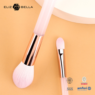5 Stück rosa Plastik-Schminkbürste, synthetisches Haar-Kosmetik-Bürste Set, Pulver, Augenblendung, Augenschatten-Bürste