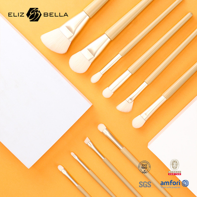 11 Stück schöner Holzgriff Schönheitsmake-up-Bürste Werkzeuge,Aluminium-Ferrule Kosmetik-Bürsten, synthetische Haarbürsten Kits