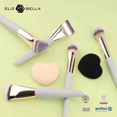 Mini-Reise-Make-up-Bürste Set 5PCS Vegan & Grausamkeit-freie Kosmetik-Bürsten für Gesicht & Augen