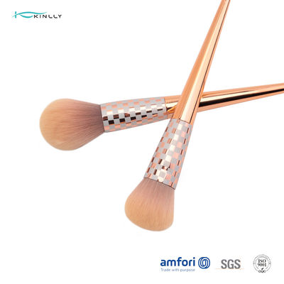 Holzgriff-Make-upbürsten Rose Gold Fiber Bristless 3pcs