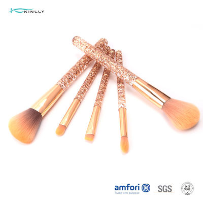 Funkeln-Rose Gold Ferrule Makeup Brush-Geschenk stellte 5pcs für Eyeliner-Lidschatten ein