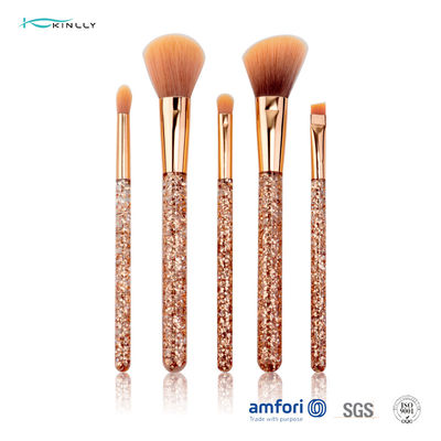 Funkeln-Rose Gold Ferrule Makeup Brush-Geschenk stellte 5pcs für Eyeliner-Lidschatten ein