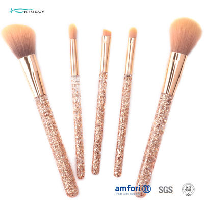 Funkeln-Rose Gold Ferrule Makeup Brush-Geschenk stellte 5pcs für Eyeliner-Lidschatten ein