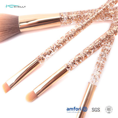 Funkeln-Rose Gold Ferrule Makeup Brush-Geschenk stellte 5pcs für Eyeliner-Lidschatten ein