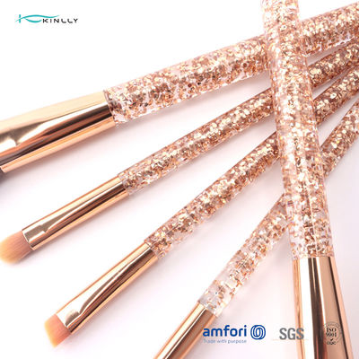 Funkeln-Rose Gold Ferrule Makeup Brush-Geschenk stellte 5pcs für Eyeliner-Lidschatten ein