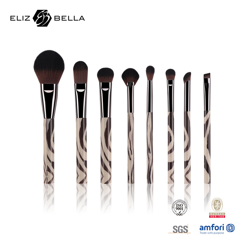 Make-up der Frauen-8PCS bürstet Gewehr-Zwinge Syntheitc-Haar 100%, das kosmetische Bürste vollen Druckkunststoffgriff legte