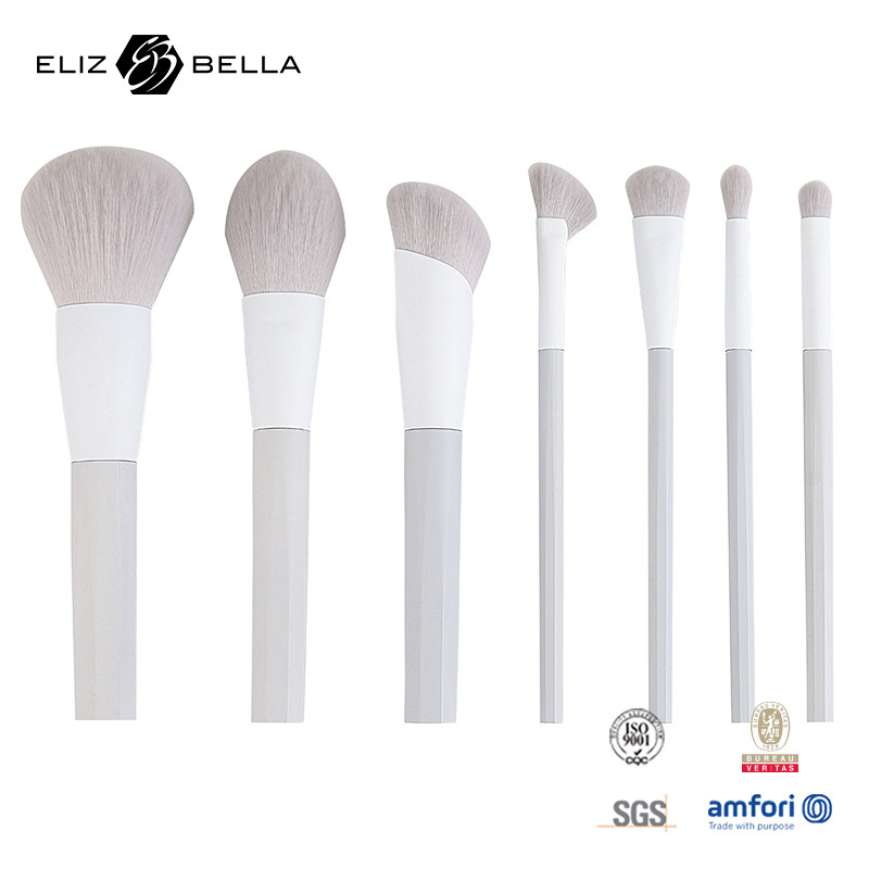 7 Stück Make-up-Bürsten mit synthetischem Haar und Plastikgriff Aluminium-Ferrule, OEM-Bestellungen willkommen