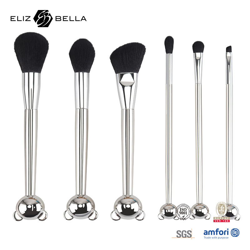 Cat Shape Plastik-Handgriff Design Make-up-Tools mit 100% synthetischen Haaren glänzende Aluminium-Ferrule