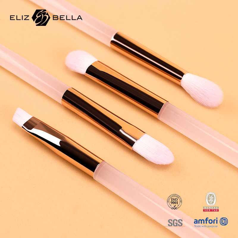 5 Stück rosa Plastik-Schminkbürste, synthetisches Haar-Kosmetik-Bürste Set, Pulver, Augenblendung, Augenschatten-Bürste