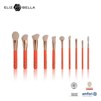 Synthetische Haar-Make-up-Pinsel mit Rolldruck, Soft-Touch-Holzgriff, roségoldener Aluminiumzwinge, Make-up-Pinsel