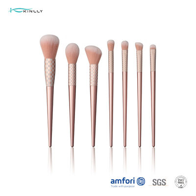 Aluminiumkosmetik-Make-upbürsten-Ausrüstungen der zwingen-7PCS hölzerne