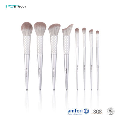 Grausamkeit-freie synthetische Faser empört sich Make-upbürsten-Satz des Gesichts-8pcs, Holzgriff und Aluminiumzwinge