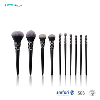 Holzgriff-kosmetischer Make-upbürsten-Satz 10pcs mit Laser Logo On Ferrule